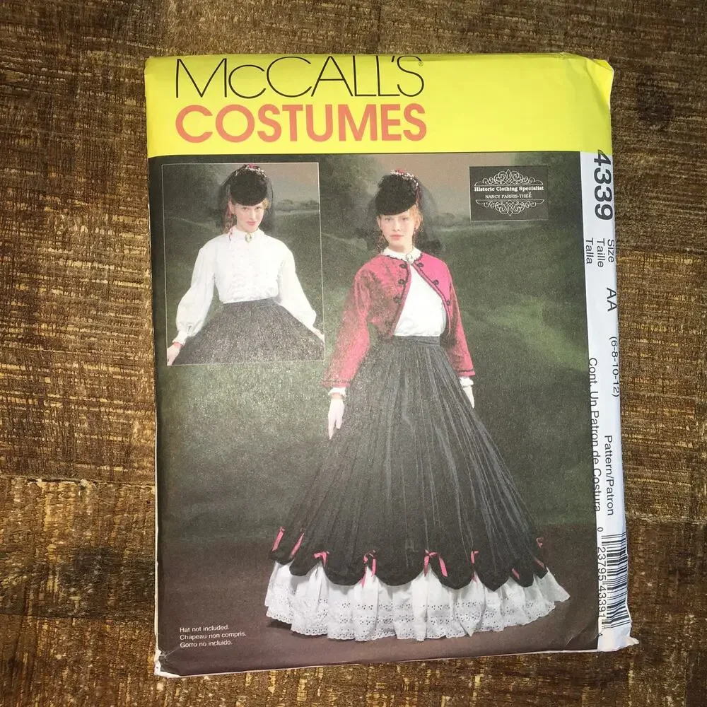 McCalls Sewing Pattern 4339 Civil War Era 1850s Blouse Skirt Jacket 6-12 UNCUT